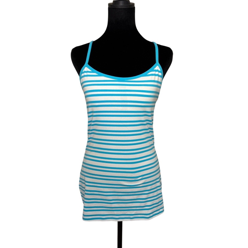 Lululemon Power Y Tank Size 8 Blue White Stripe Archive Shelf Bra Racerback